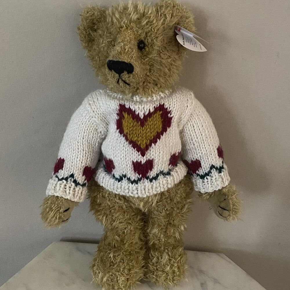 TY Attic Treasures Plush Bear Heartley 12” Sweater 1993 Love Conquers Vintage - Picture 7 of 8